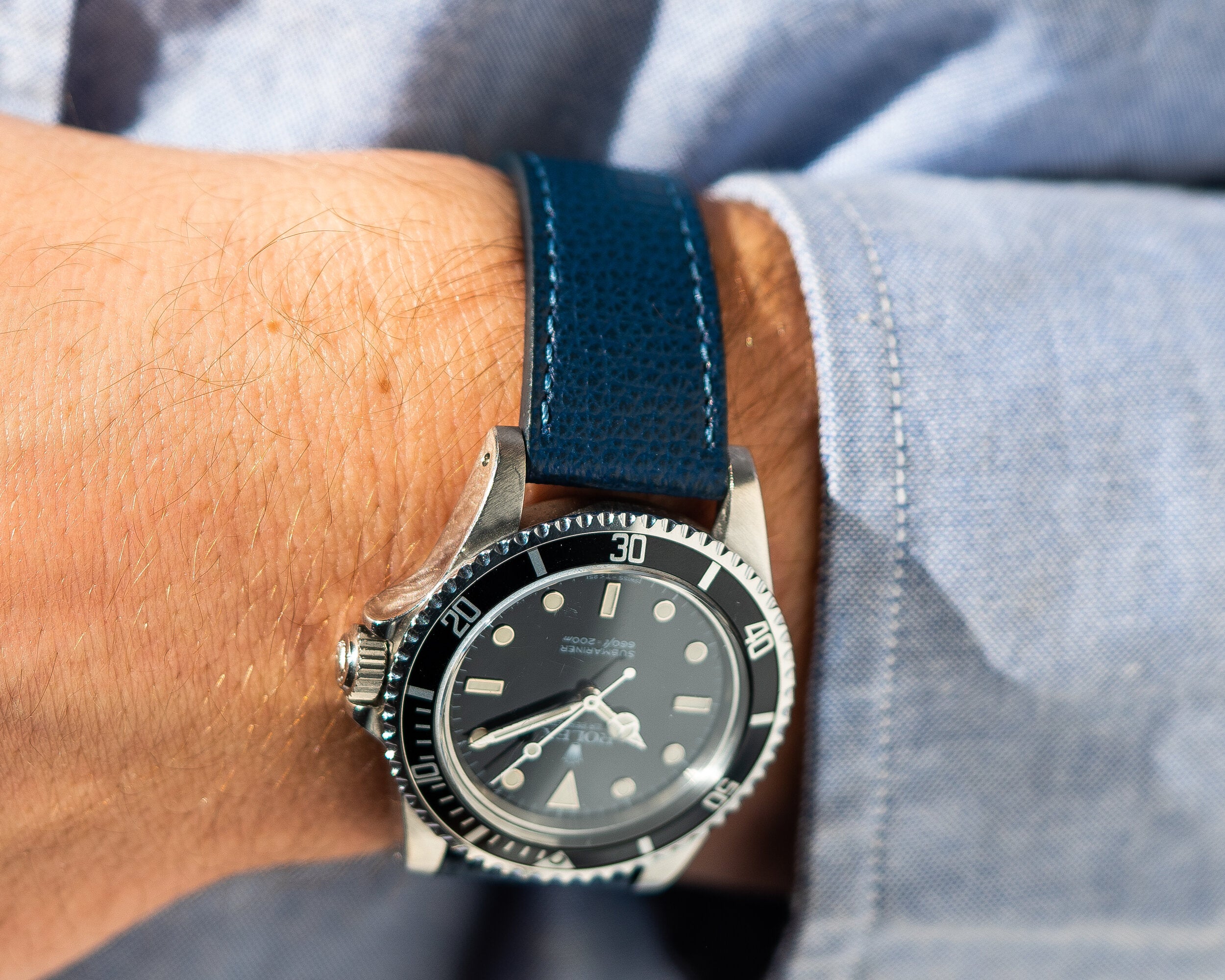 Marine Blue Pebbled Calfskin