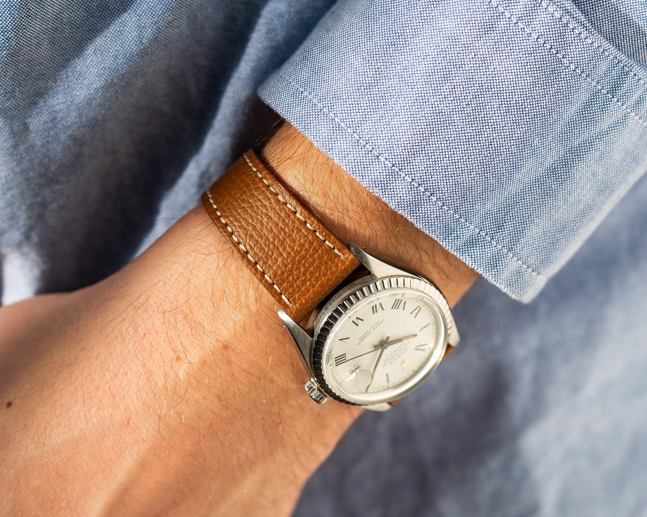 Amber Brown Pebbled Calfskin